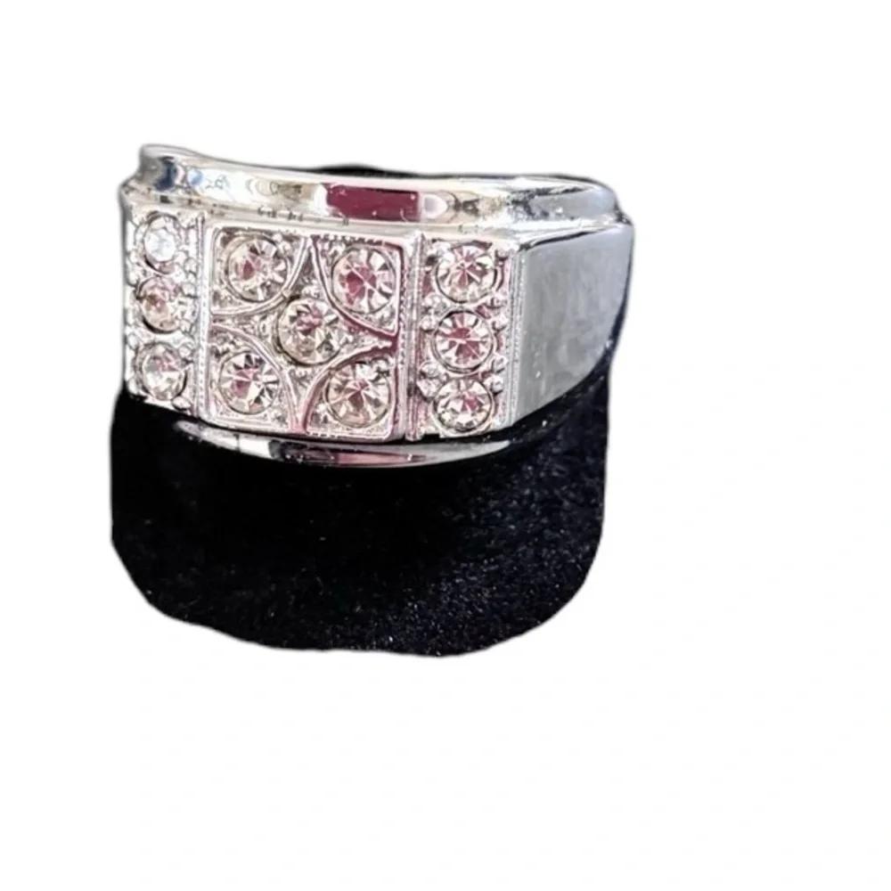 Men’s Seta 18KT White Gold Cubic Zirconia Wedding Band Sz 10 With Box Pre-Loved - Picture 2 of 6